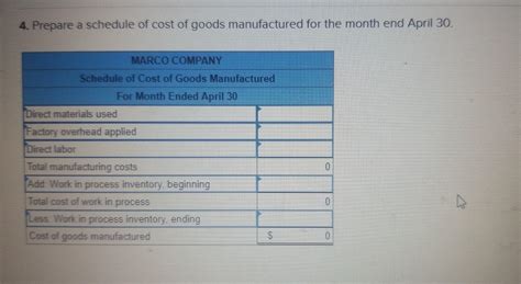 Solved 4 Prepare A Schedule Of Cost Of Goods Manufactured