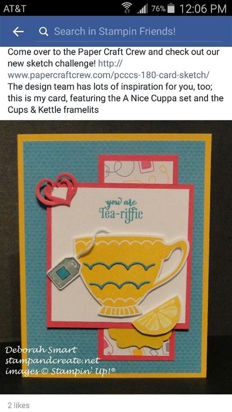 A Close Up Of A Greeting Card With A Tea Cup And Lemon Slice On It