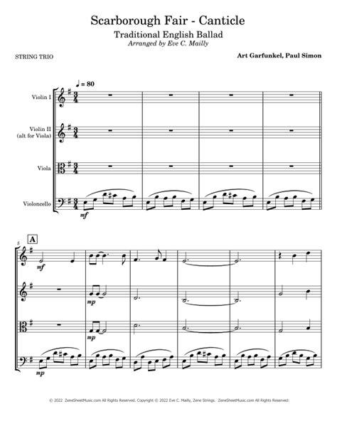 Scarborough Fair Canticle Arr Eve C Mailly Zene Strings By Traditional English Ballad