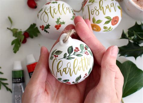 Personalised Baubles Hand Painted And Hand Lettered Gold Etsy