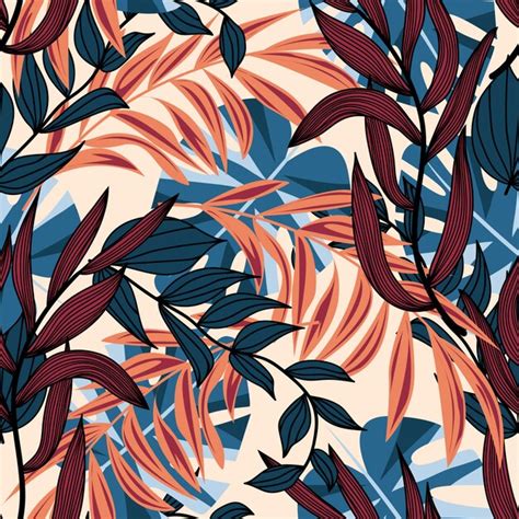 Premium Vector Trend Abstract Seamless Pattern With Colorful Tropical