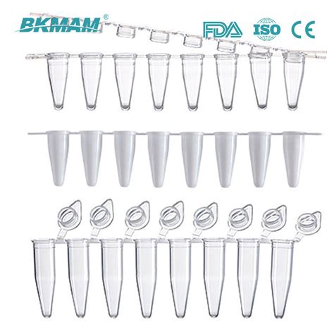 Dnase And Rnase Free 8 Strip Tubes With Flat Cap Real Time Qpcr PCR