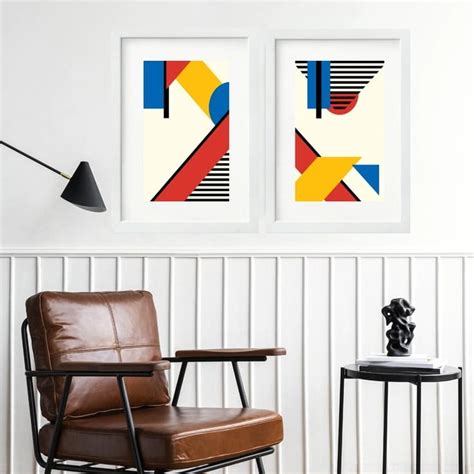 Kit 2 Quadros Abstratos Mondrian 60x48 Cm Elo7