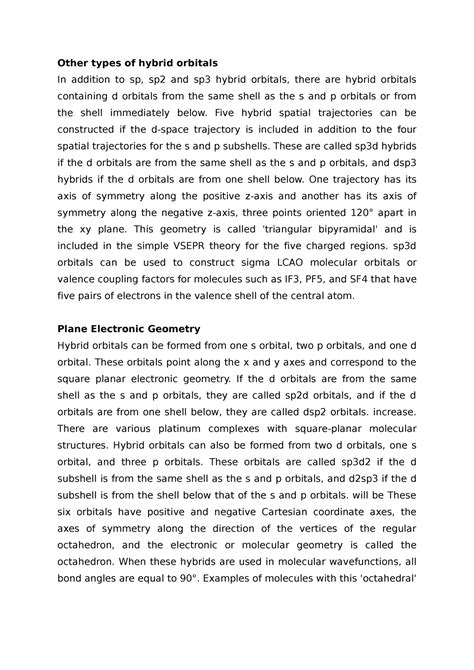 Advanced Chemistry Hybrid Orbitals Materials 1 Other Types Of Hybrid