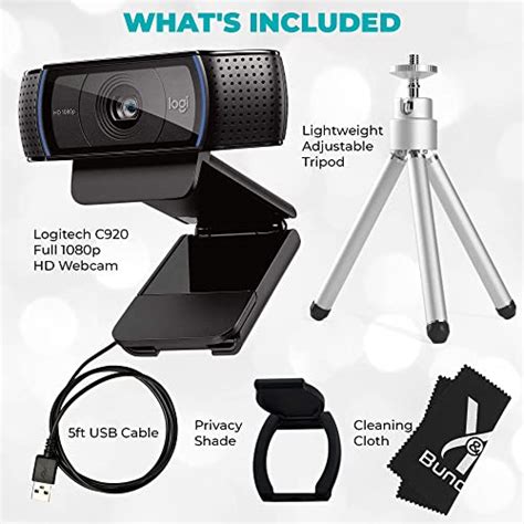 Logitech Webcam C920 HD Pro Bundle with Tripod, Privacy Shutter ...