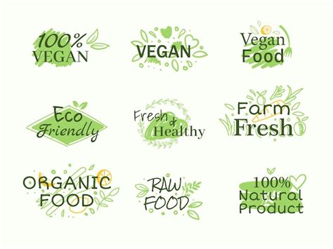 Premium Vector Organic Logos And Icons Labels Tags Hand Drawn Fresh