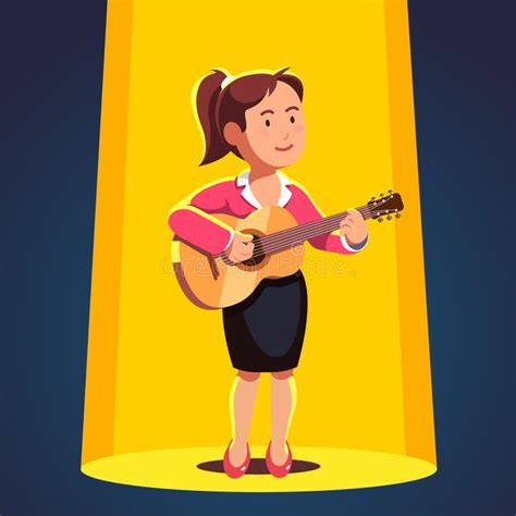 Femme Dans La Robe Formelle Jouant La Guitare Et Le Chant Illustration