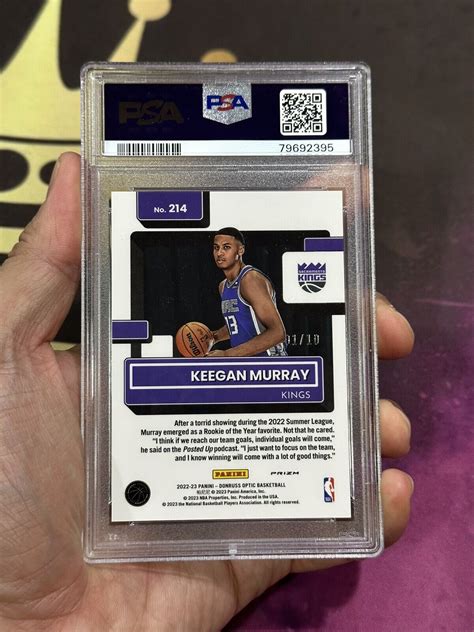 Panini Optic Keegan Murray Rc Fast Break Gold Rookie Psa