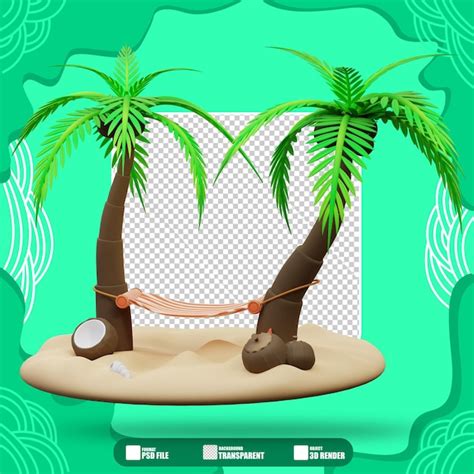 Premium Psd D Illustration Of Coconut Tree And Hammock