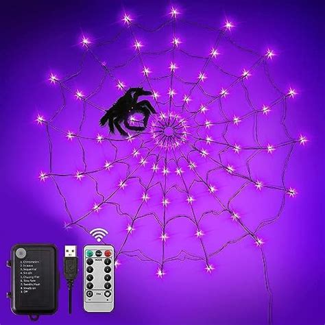 Lecone Halloween Lichterkette Lichtmodi Led Spinnennetz Licht