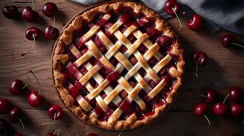 Premium Photo Homemade Cherry Pie With A Flaky Crust