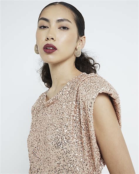 Pink Sequin Mini Dress River Island