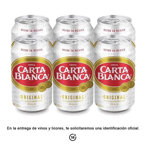 Cerveza Clara Carta Blanca 6 Pack Lata Walmart