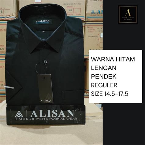 Jual Alisan Kemeja Pria Lengan Pendek Polos Reguler Warna Hitam