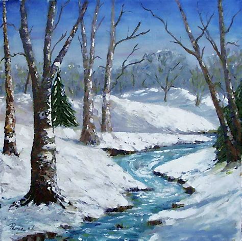 Winterlandschaft Winterlandschaft Landschaft Malerei Von Pewe Bei