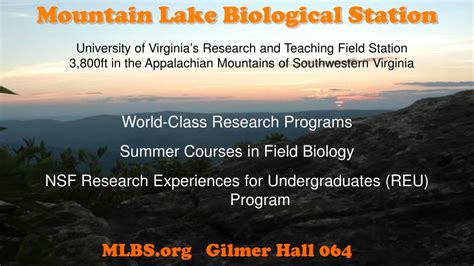 PPT - Mountain Lake Biological Station PowerPoint Presentation, free ...