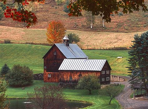 Hd Wallpaper Sleepy Hollow Farm Brown Wooden House Nature Landscape