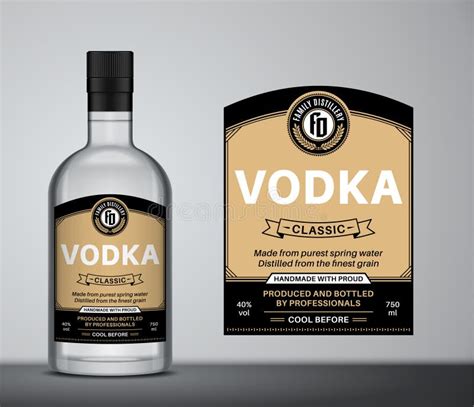 Vector Vodka Label Vodka Glass Bottle Mockup Stock Vector