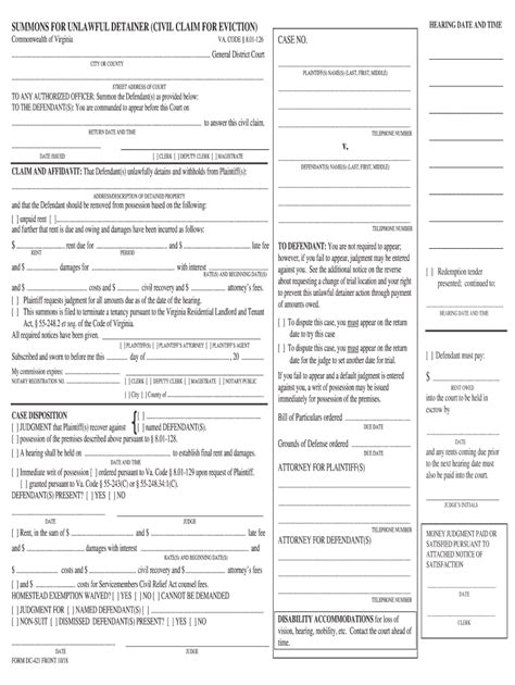 Summons For Unlawful Detainer Virginia Fill Out And Sign Online Dochub