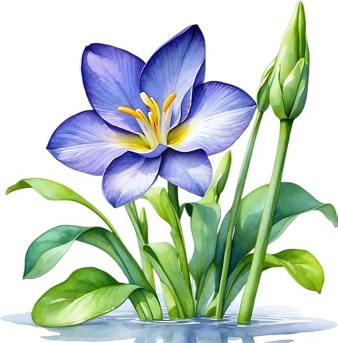 Premium PSD Watercolor Painting Of A Water Hyacinth Flower