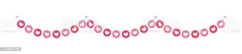 Valentines Day Red Hearts Banner Bunting Vector Illustration Clipart