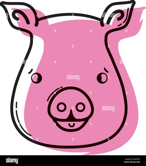 Color Cute Pig Head Wild Animal Vector Illustration Stock Vector Image