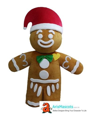 Adult Size Fancy Gingerbread Man Mascot Costume For Christmas Cartoon