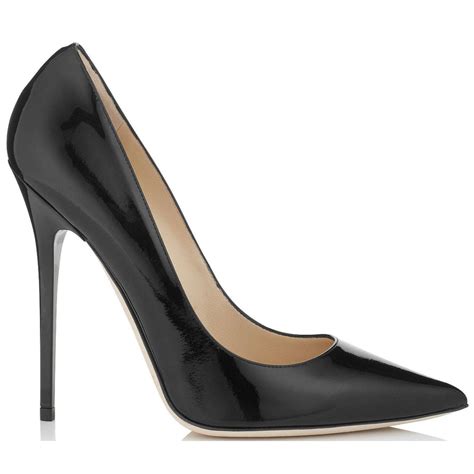 Jimmy Choo Anouk Patent Leather Pointy Toe Pumps Black Oznico