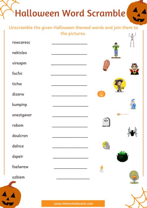 Halloween Scramble Words Printable