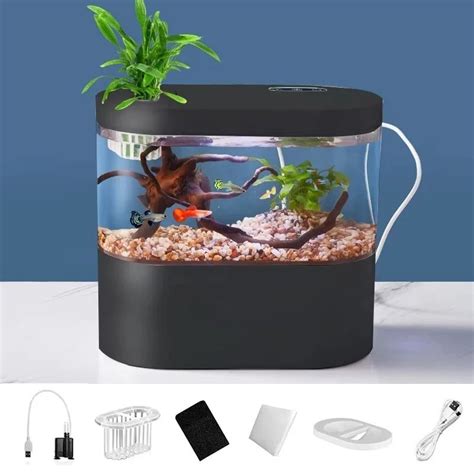 usb mini desktop aquarium  biochemical filtration system led light