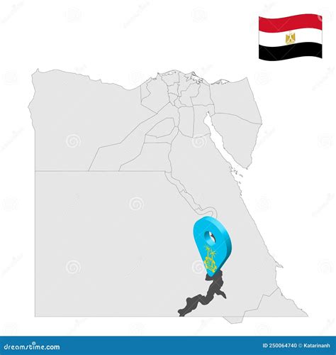 Flag Of Aswan On Map Of Egypt Governorates Stock Illustration