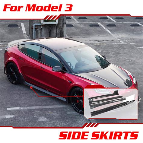 Buy Body Side Skirts For 2016 2020 Tesla Model 3 Side Skirt Rocker