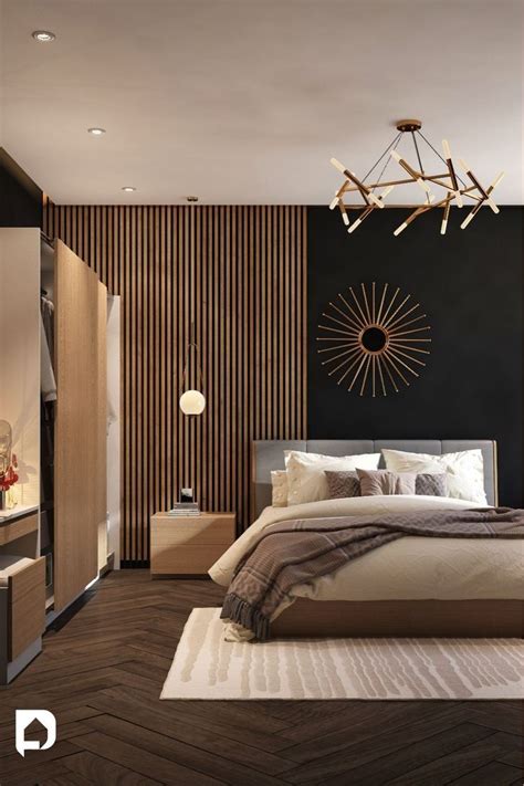 Wall Texture Designs For Your Beloved Bedroom | Modern Wood Paneling and Black Walls