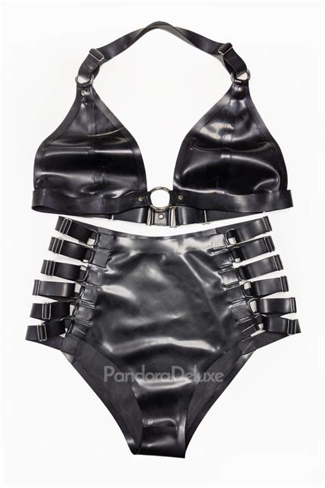 Latex Multi Strap Bikini Set Size S PANDORA DELUXE