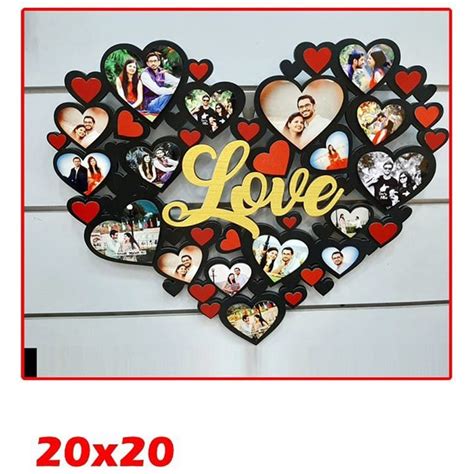 Plastic Multicolor Sublimation Heart Shaped Photo Frame For Gift Size