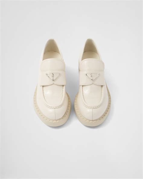 Ivory Chocolate Patent Leather Loafers Prada