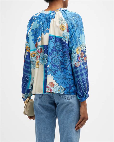 Johnny Was Josy Lynn Floral Print Silk Blouse Neiman Marcus