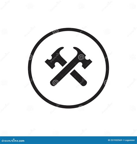 Hammer Logo Template Two Crossed Hammer Icon Design Vector