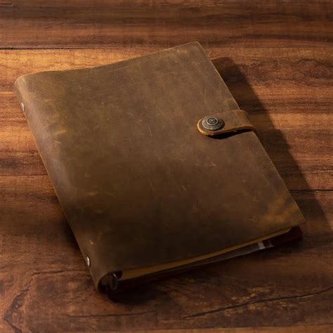 Handmade Traveler S Note Book Notebook Brown Genuine Leather Cowhide