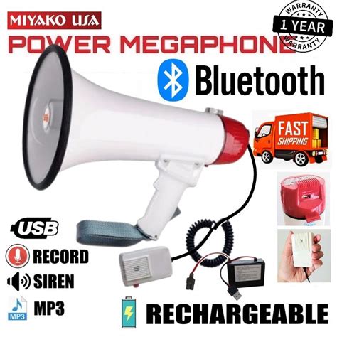 Bluetooth Megaphone Loud Hailer With Siren Usb Record Function