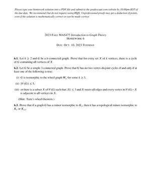 Hw Hw For Graph Theory Please Type Your Homework Solution Into A