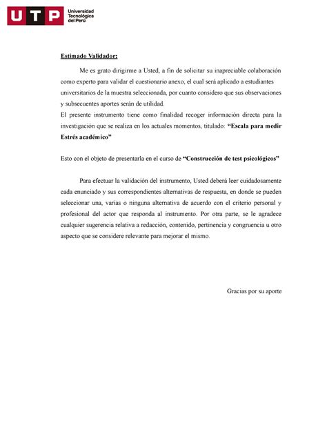 Validadora Andrea Estimado Validador Me Es Grato Dirigirme A Usted