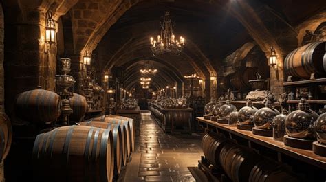 Premium Ai Image Wine Cellars With Barrels