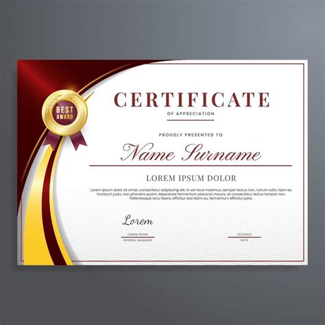 Multipurpose Certificate Of Appreciation Template With Red And Gold Color Modern Luxury Border