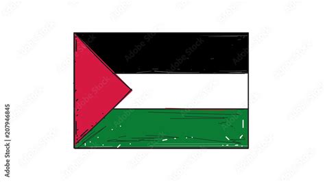 Cartoon, vector hand drawing of Palestine flag illustration Stock ...