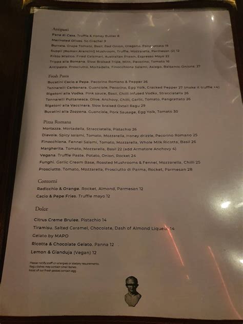 Menu At Cicerone Cucina Romana Restaurant Surry Hills