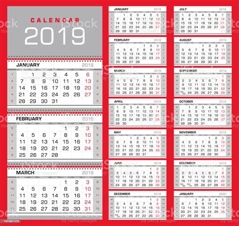 Vägg Kvartalsvisa Kalender 2019 Med Veckonummer Vecka Start Måndag