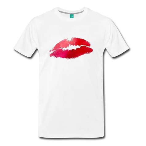 Red Lips Lipstick Kiss Imprint Mens T Shirt Quality T Shirts Men Printing Short Sleeve O Neck T