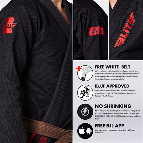 Buy Elite Sports Bjj Gi For Men Ibjjf Kimono Bjj Jiu Jitsu Gi W