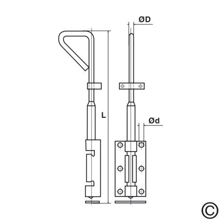 Verrou à baïonnette avec gâche plate